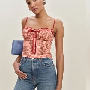 Reformation Red and White Gingham Camisole